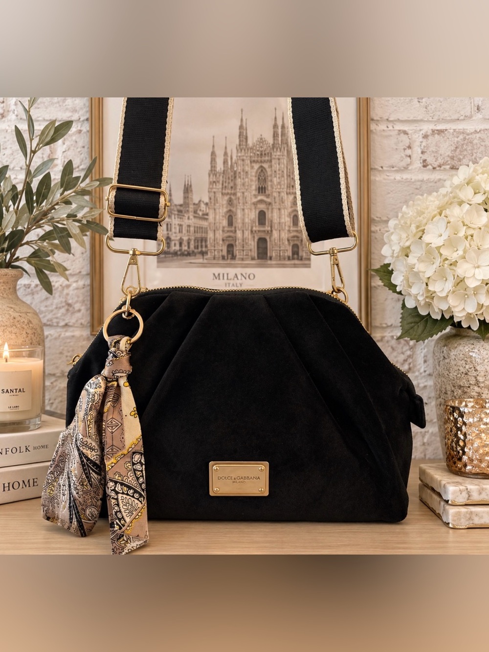 Dolce & Gabbana Black Velvet Cosmetic Beauty Bag GWP VIP item NWOT